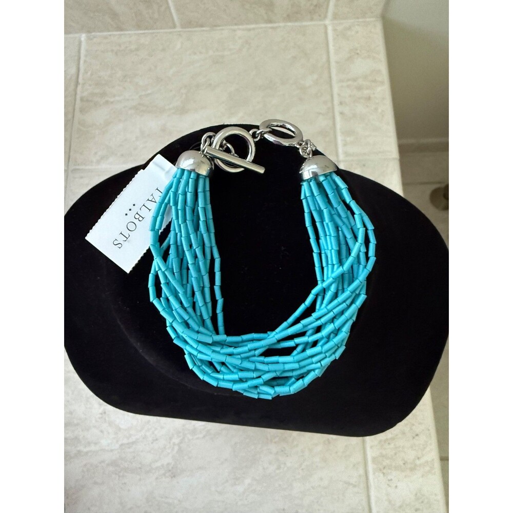 Talbots Turquoise Multi Strand Bead Bracelet - Silver Toggle - NWT